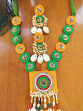yellow and green combind febric jewellery