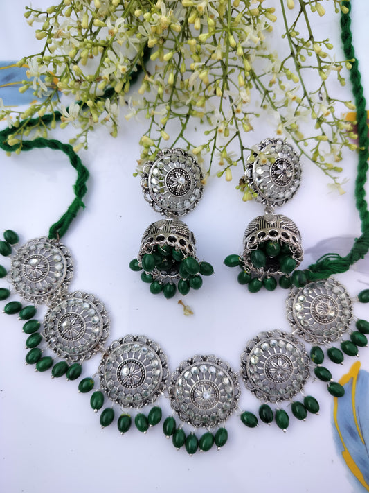 dark green beades oxidation jewellery