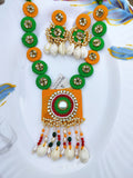 yellow and green combind febric jewellery