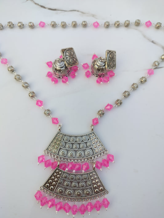 Pink Beads Oxidation Jewellery